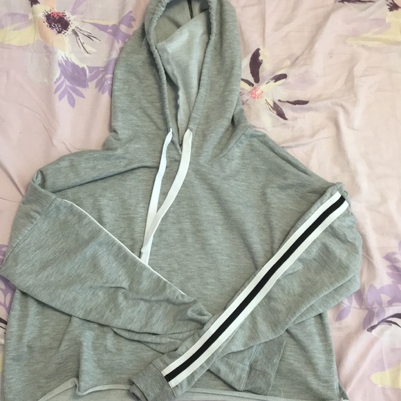 Gray crop top hoodie - Picture 1 of 3